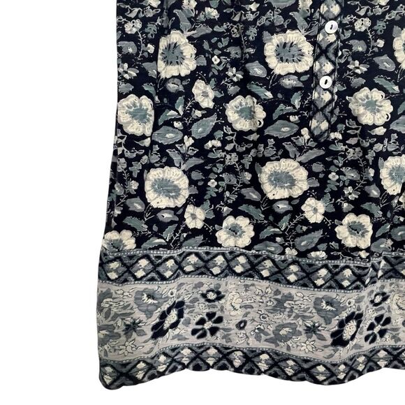 Lucky Brand Blue White Floral Henley Style Tank Top - Picture 4 of 6